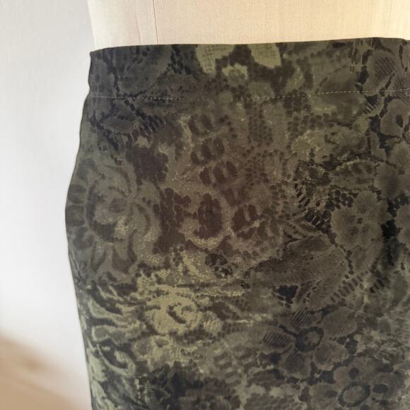 Vtg Y2K 2000s Green Dark Floral Maxi Skirt Plus Size 3X Whimsygoth Fairy Grunge - Picture 2 of 6